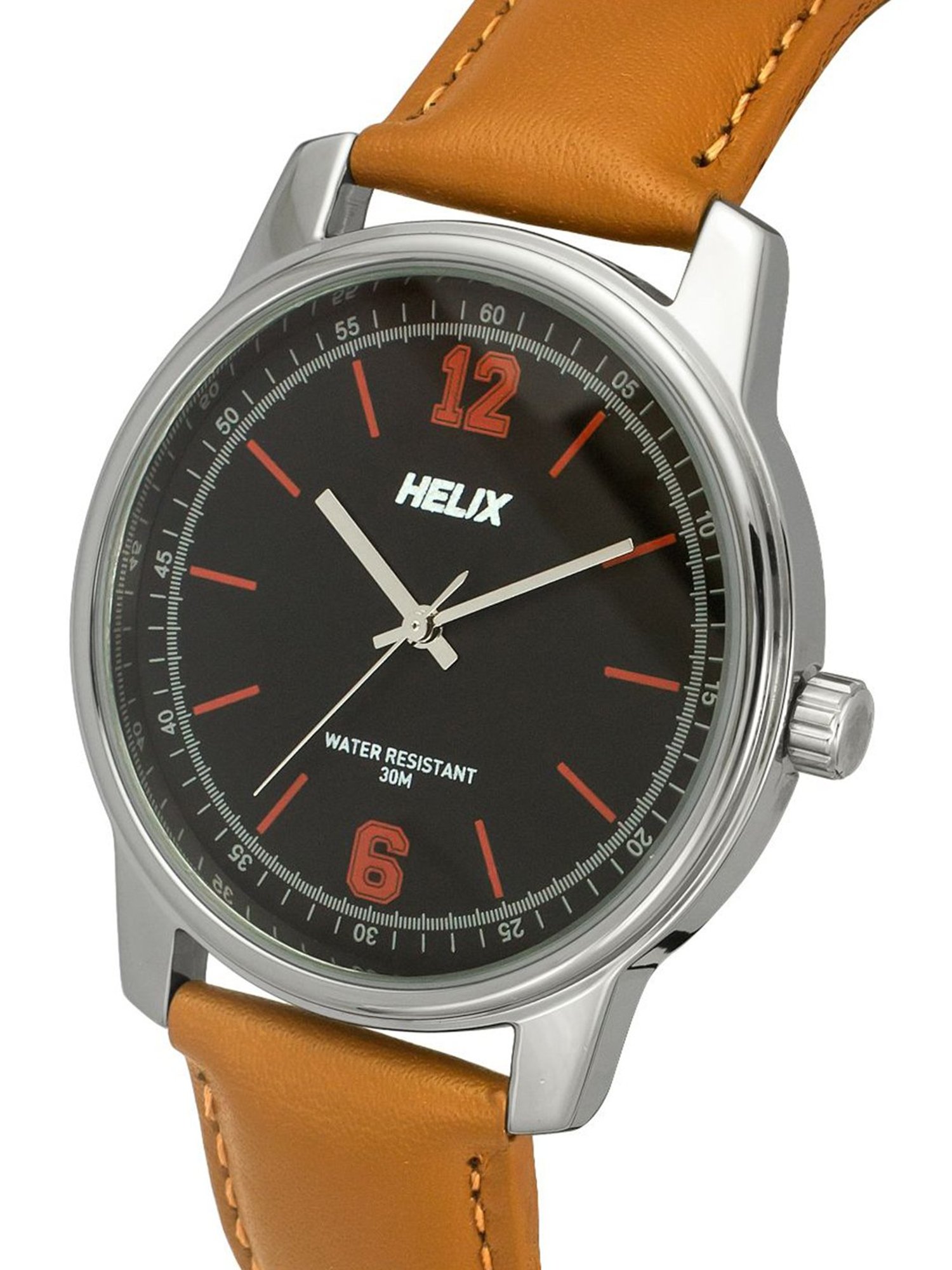 Helix By Timex Black Round Dial Analog Leather Men Watch - TW046HG00