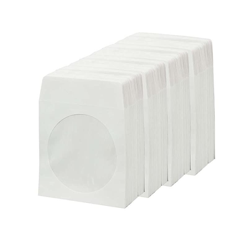 White CdDVD Paper Media Sleeves Envelopes with Flap and Clear Window 400 Sleeves White