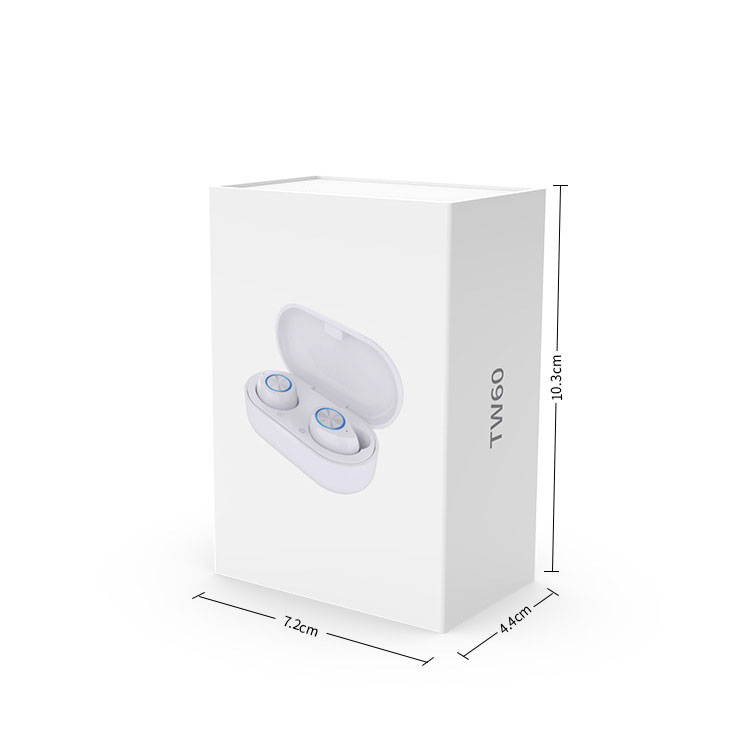 TWS Wireless Bluetooth 5.0 HiFi Stereo Headset TW60 Earbuds Auto on-Off Touch Control Handsfree Built-in HD Mic