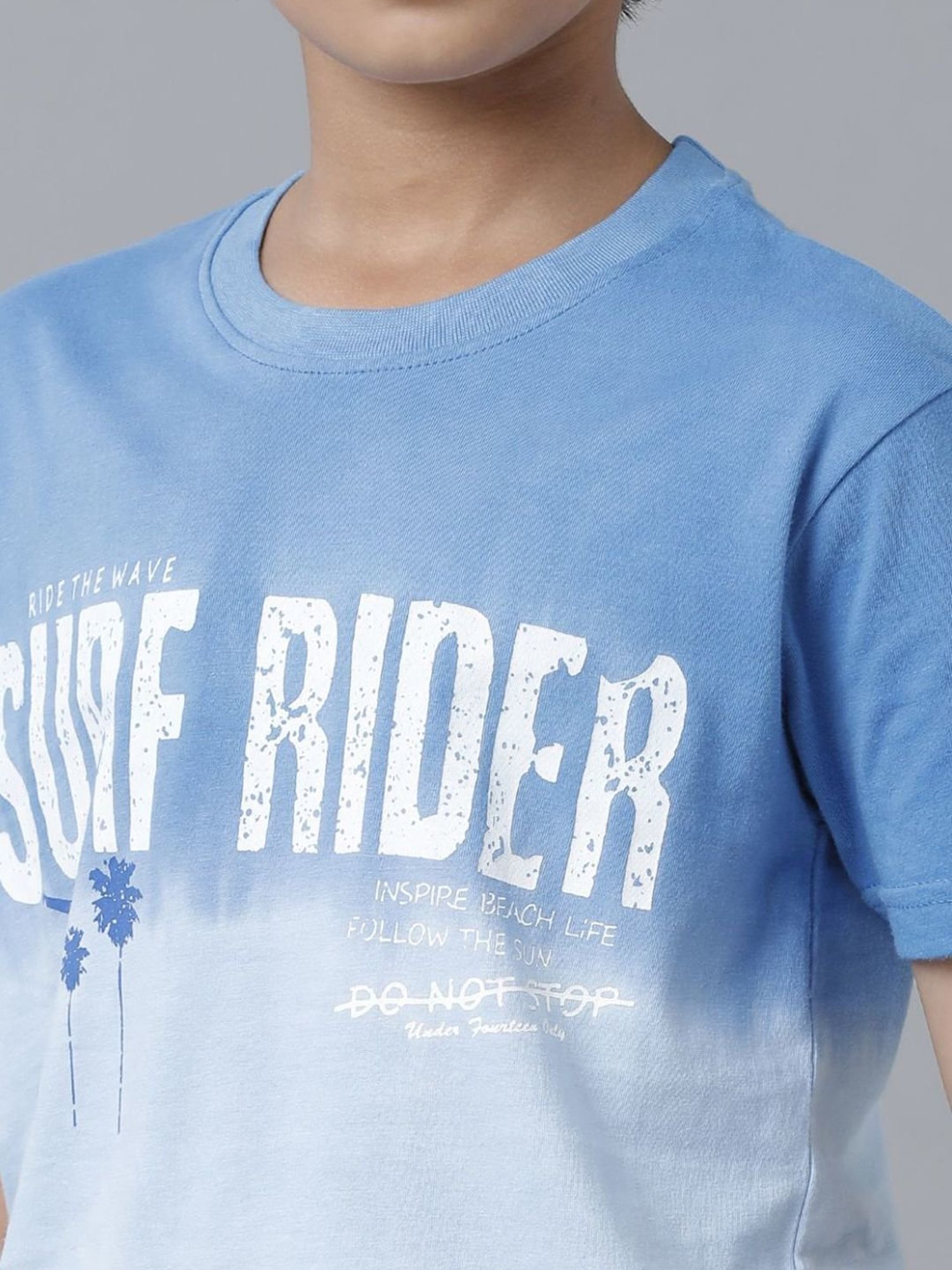 Under Fourteen Only Kids Blue Cotton Printed T-Shirt