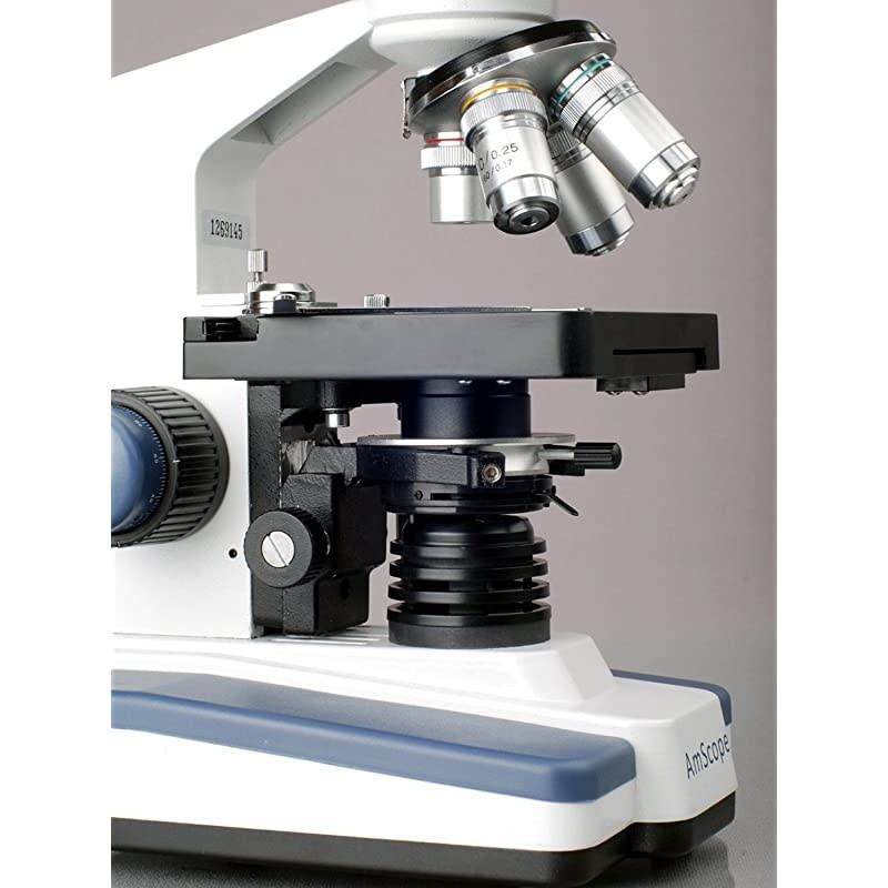 B120CWM Siedentopf Binocular Compound Microscope 40X2500X Magnification Brightfield LED Illumination Abbe Condenser DoubleLayer Mechanical Stage Includes Book
