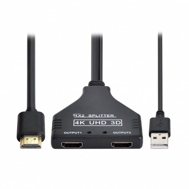 Jimier HDMI-Compatible 1.3 to Dual Female Splitter Switch Extension Adapter Cable with Power for HDTV Laptop 1080P