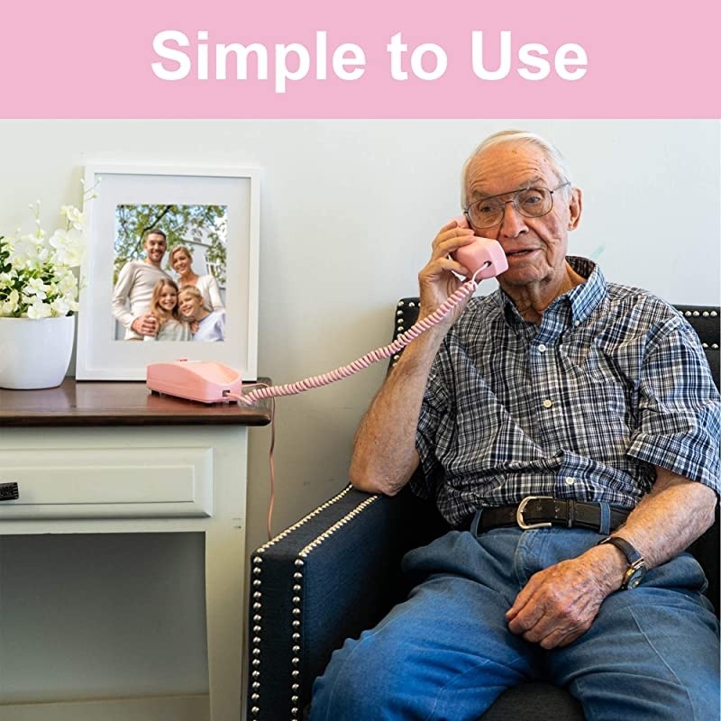 Corded Phone - Phones for Seniors - Phone for Hearing impaired - Ladies Pink - Retro Novelty Telephone + an Improved Version of The Princess Phones in 1965 - Style Big Button -