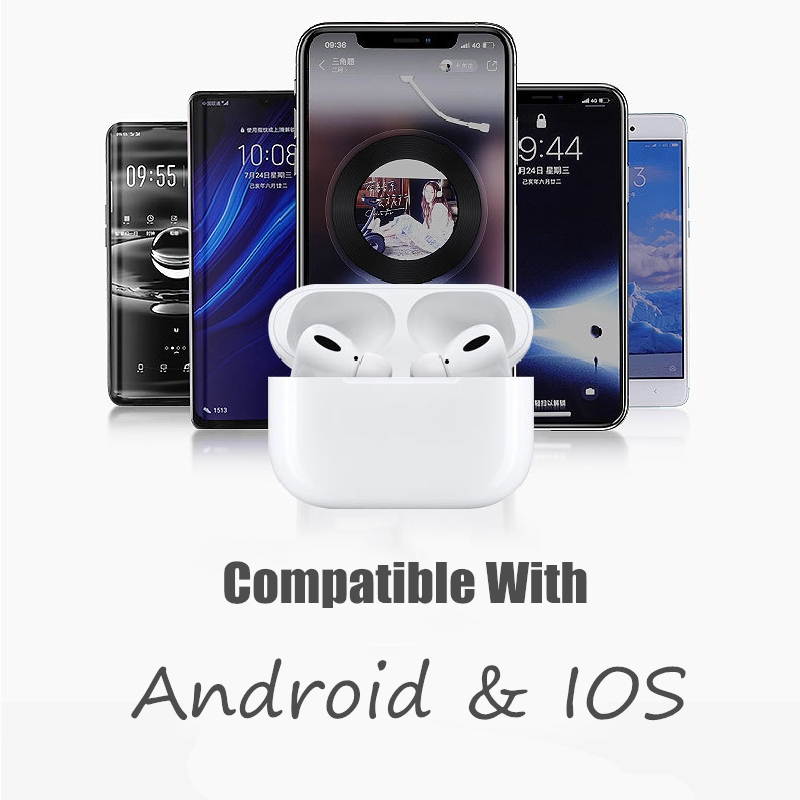 Wireless Audio Headphones for Apple Airpods iOS, Samsung and Android Other Phones, Wireless Charging Case, TWS Pro, Bluetooth