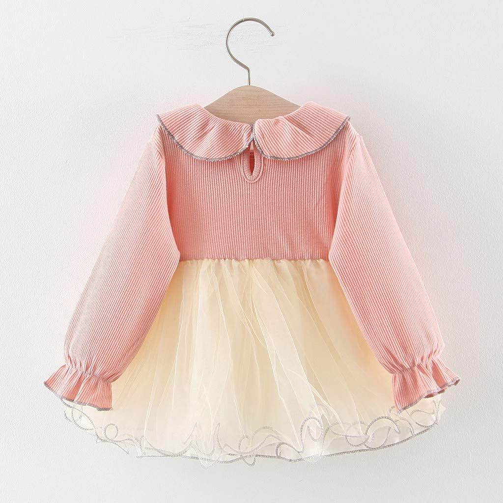 SRYSHKR-Beauty Baptism Gifts for Baby Girl,Toddler Baby Kid Girl Ruffles Lace Tulle Patchwork Flower Casual Dresses Clothes