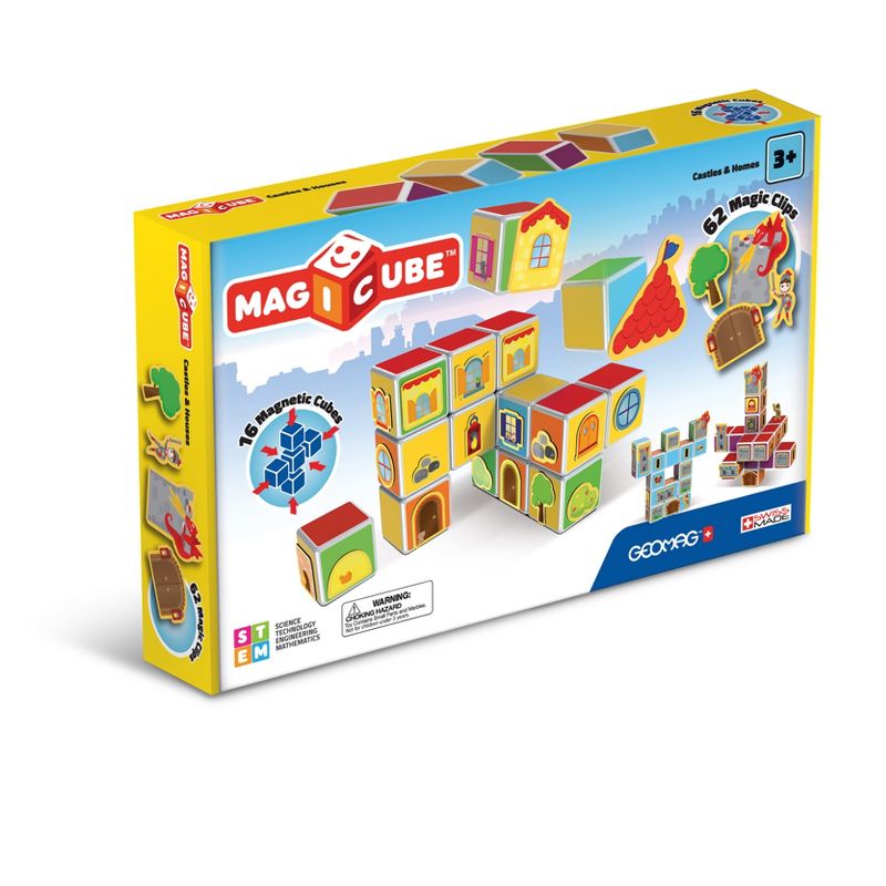 Geomag Magicube - Castles & Homes - 16 Piece Magnetic Building Blocks