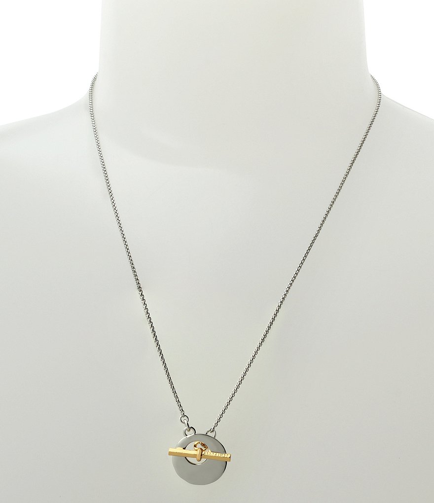 AllSaints Two Tone Coin Pendant Necklace