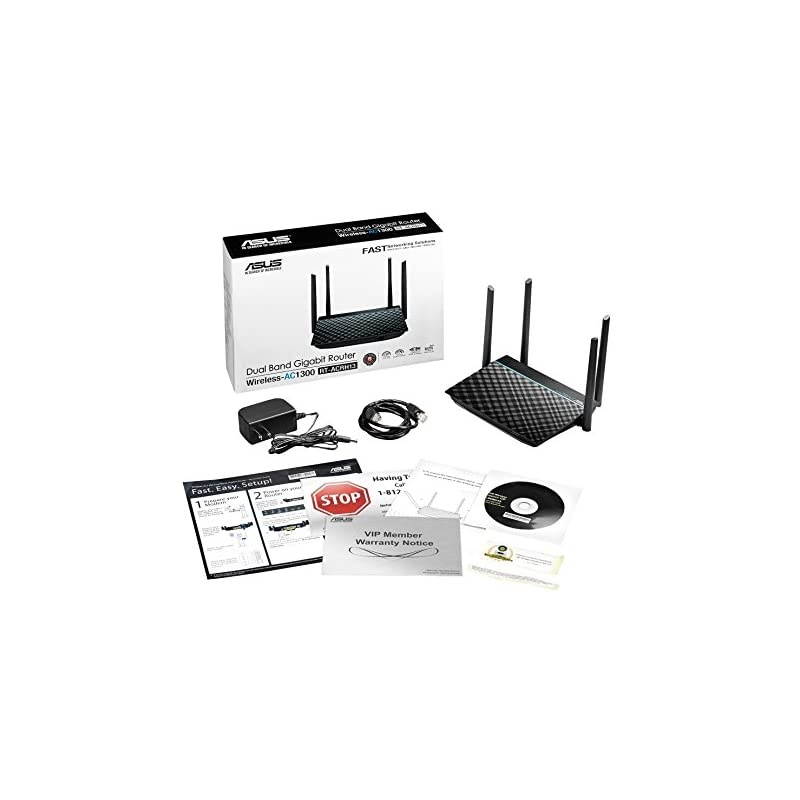 AC1300 WiFi Router (RT-ACRH13) - Dual Band Gigabit Wireless Router, 4 GB Ports, USB 3.0 Port, Gaming & Streaming, Easy Setup, Parental Control, MU-MIMO