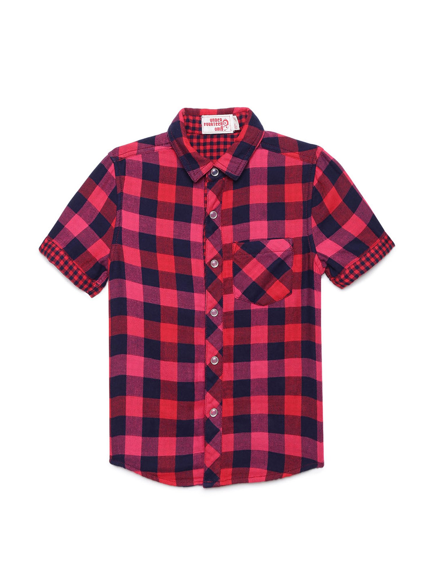 Under Fourteen Only Kids Multicolor Checks Reversible Shirt