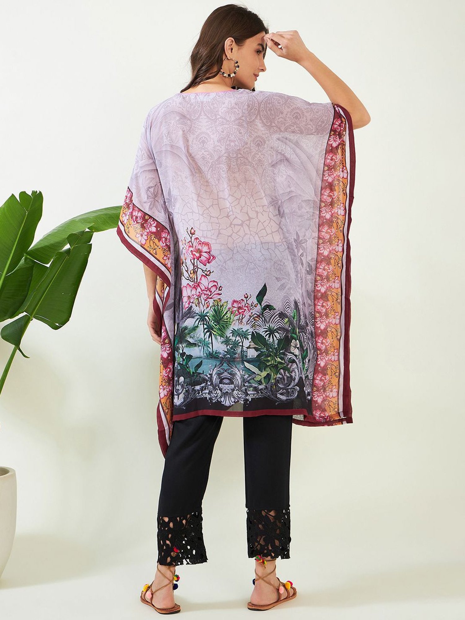 The Kaftan Company Lilac Printed A Line Kaftan