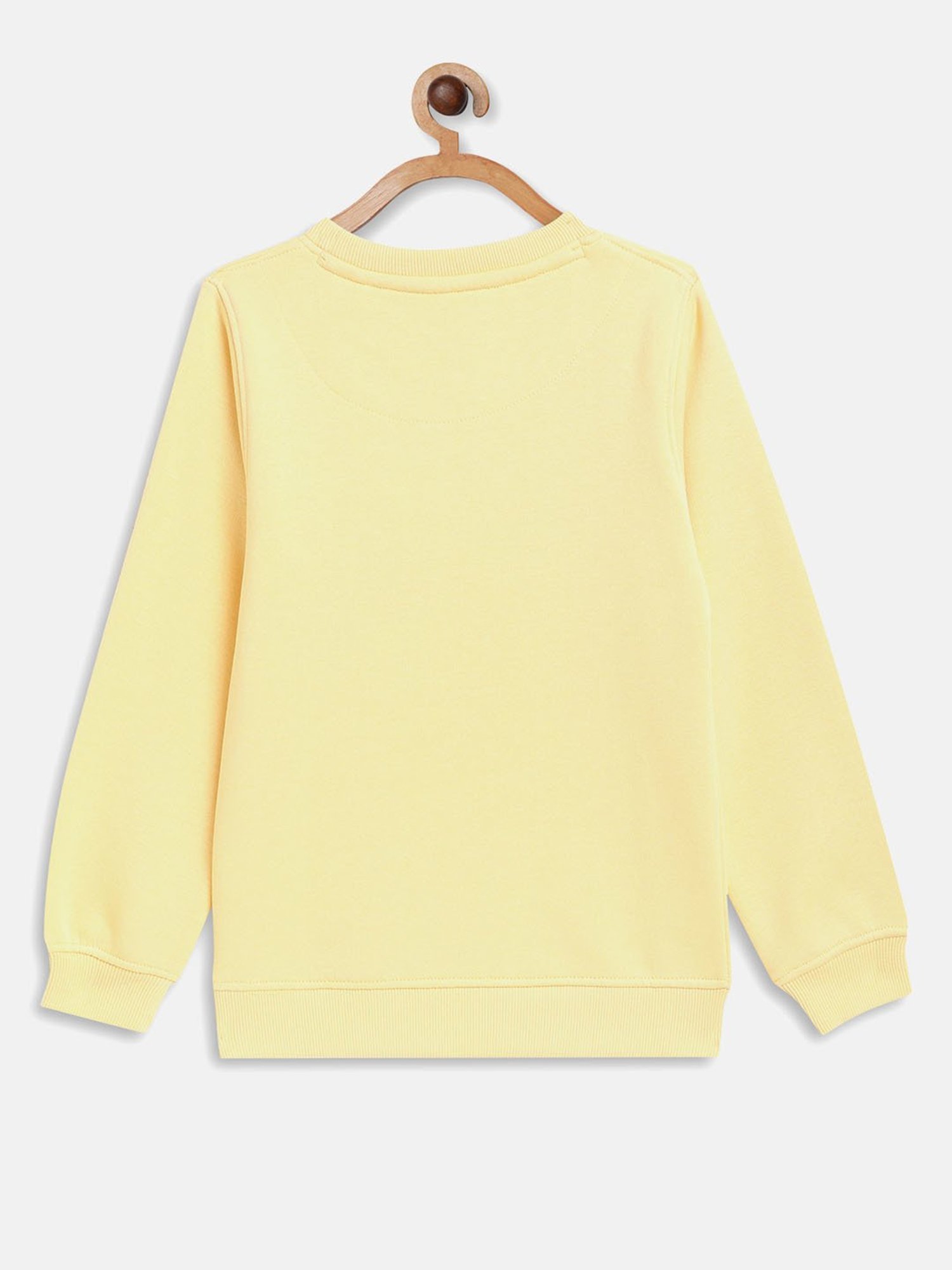 METTLE Kids Yellow Printed Full Sleeves Sweatshirt