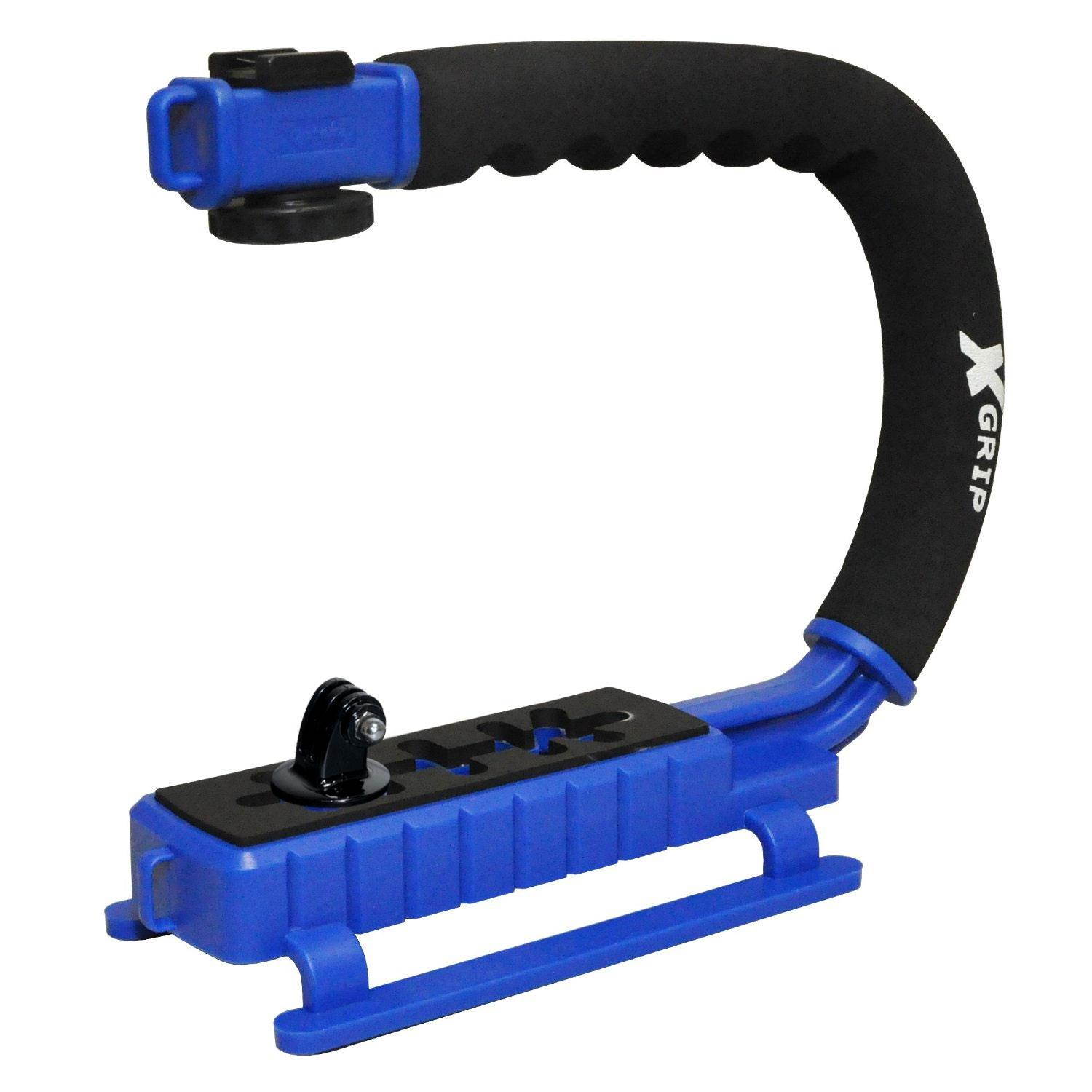 Opteka X-GRIP Professional Action Stabilizing Handle Specifically Made for GoPro HD Hero6, Hero5, Hero4, Hero3, Hero and Session with Accessory Shoe for Flash, Mic, or Video Light (Blue)