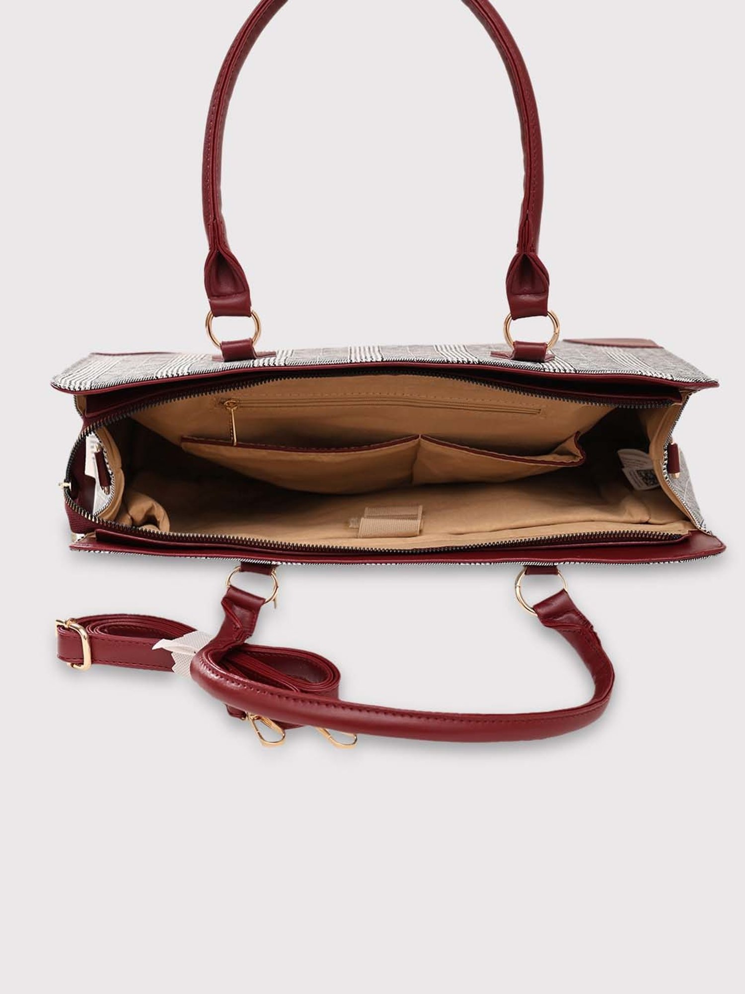 Caprese REMI Grey & Maroon Faux Leather Large Messenger Bag