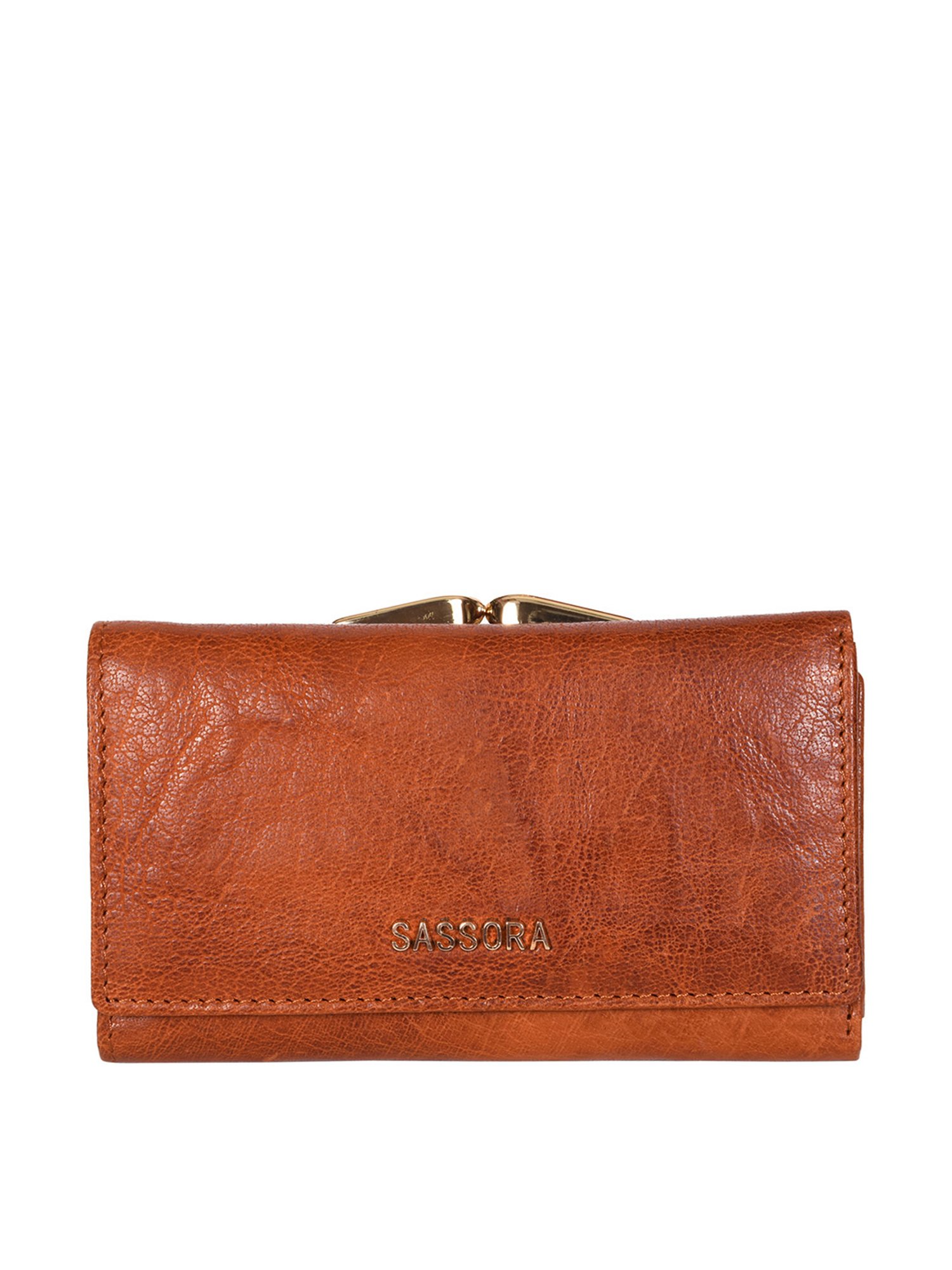 SASSORA Brown Solid Rfid Tri-Fold Wallet for Women