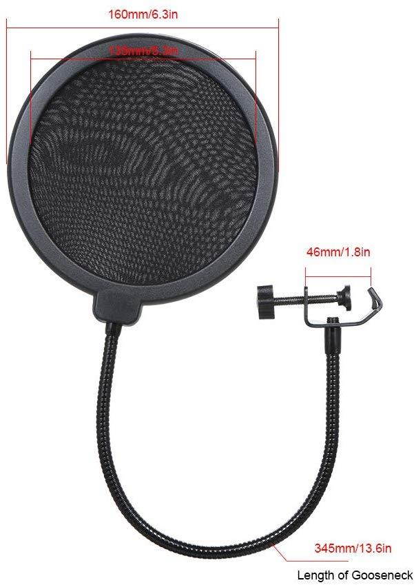 Docooler Microphone Filter Dual Layer Singing Windscreen Mic Studio Pop Filter