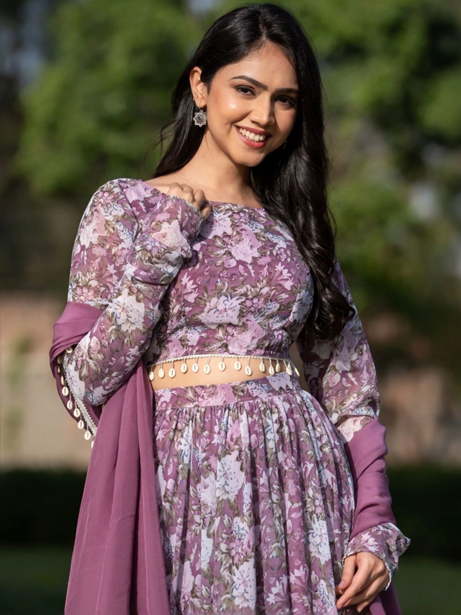 HOUSE OF JAMOTI Purple Printed Lehenga Choli Set With Dupatta