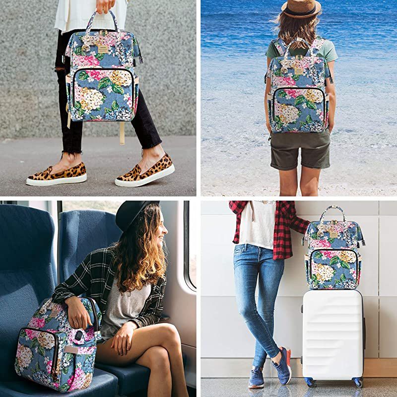 Backpack156 Inch Stylish College School Backpack with USB Charging PortWater Resistant Casual Daypack Backpack for WomenGirlsBusinessTravel Flower2