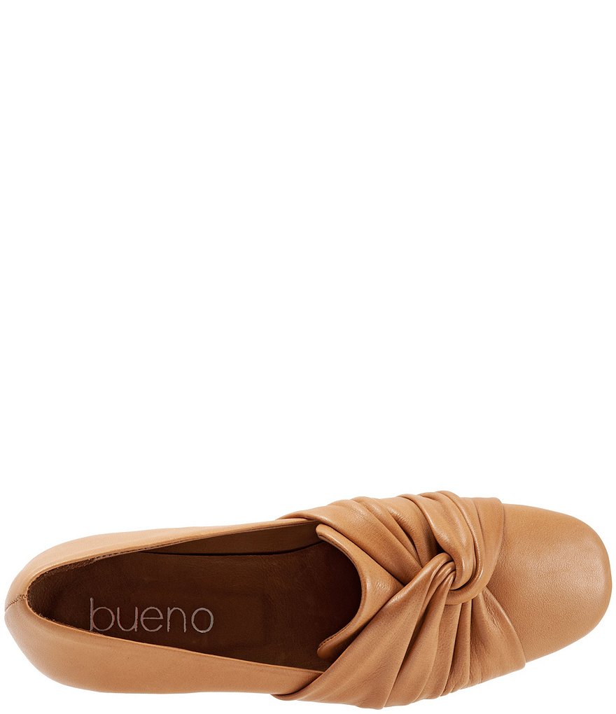 Bueno Emma Leather Pleated Knot Slip-On Flat Loafers