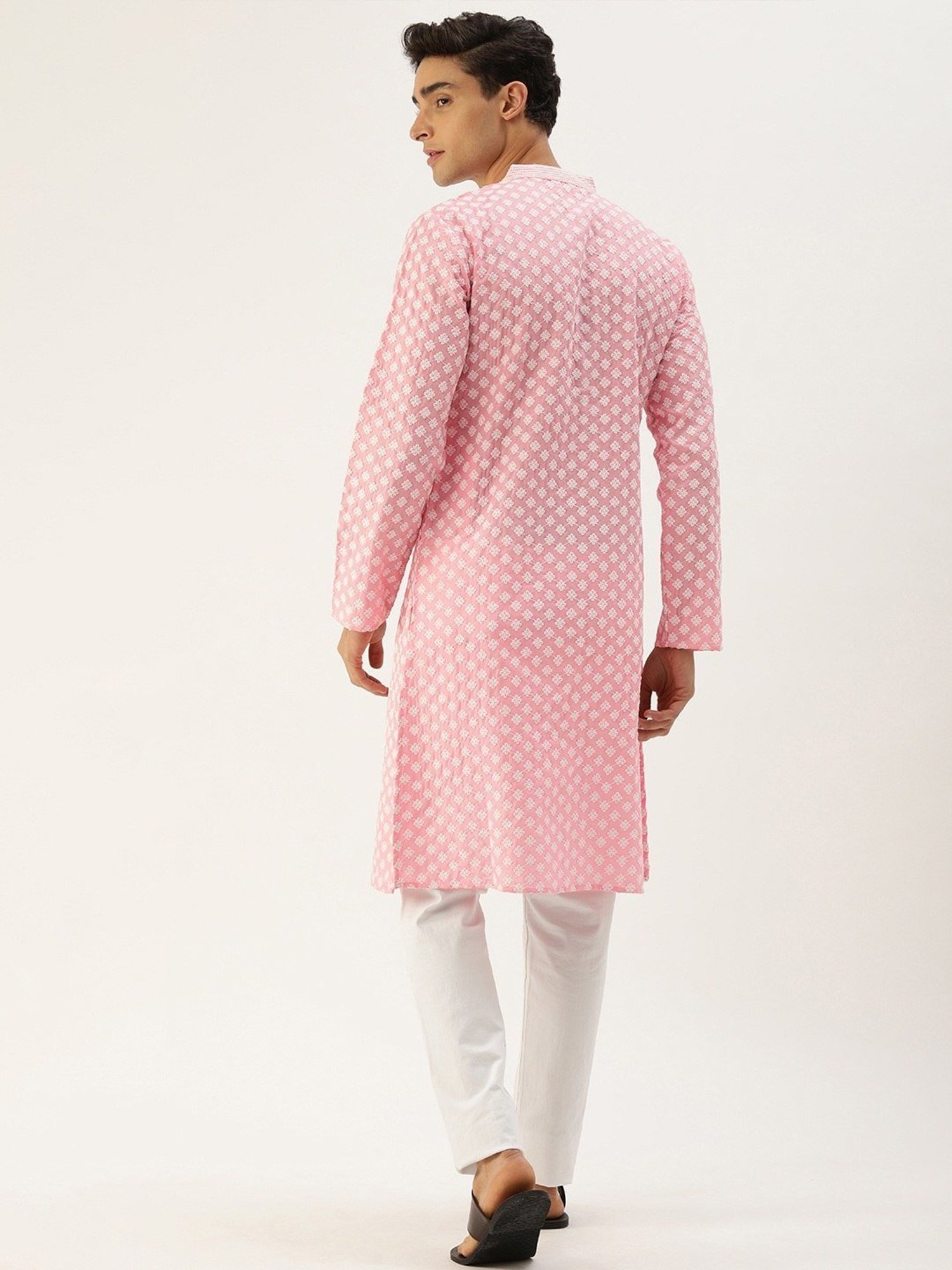 SWAGG INDIA Pink Cotton Regular Fit Embroidered Kurta