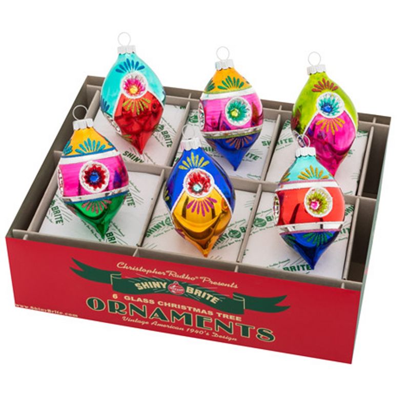 Shiny Brite 3.5" 3.50 Cc Multi Reflecto Tulips Ornament Christmas Confetti  -  Ornament Sets