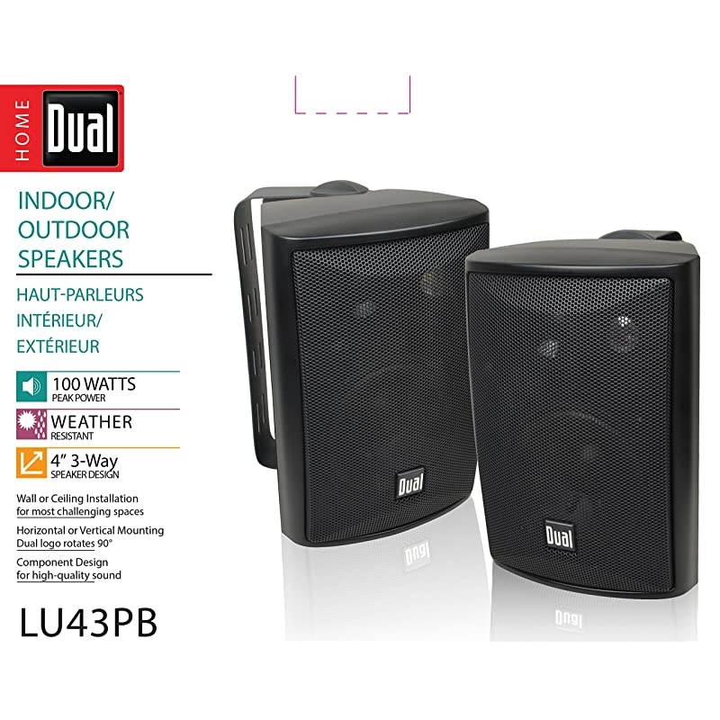 LU43PB 3Way High Performance Outdoor Indoor Speakers with Powerful Bass | Effortless Mounting Swivel Brackets | All Weather Resistance | Expansive Stereo Sound Coverage | Sold in Pairs