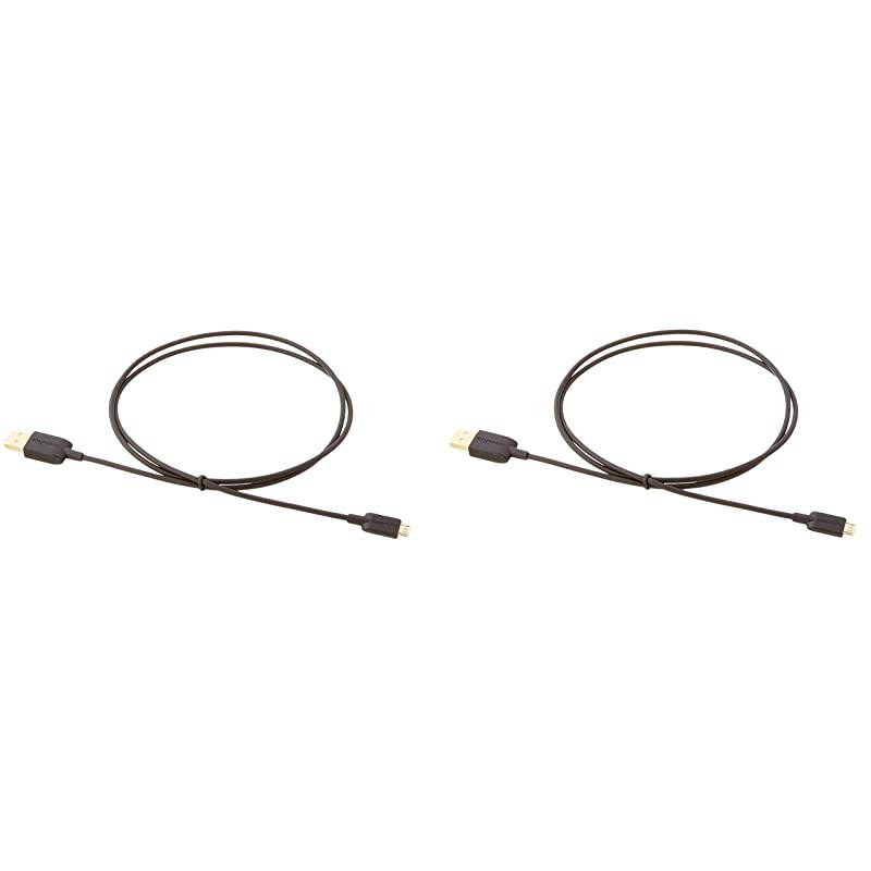 USB 20 AMale to Micro B Charger Cable 2 Pack 3 feet Black