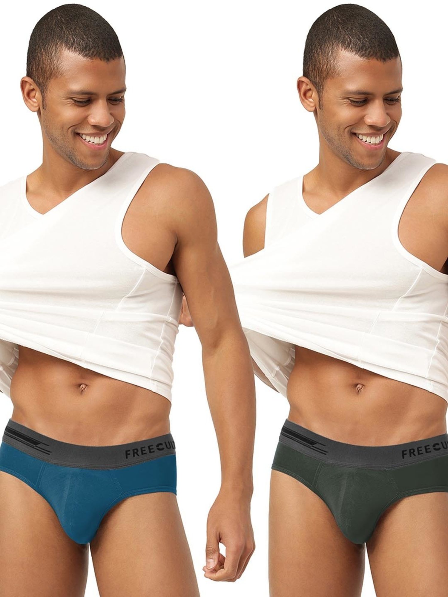 Freecultr Midnight Blue & Seaweed Green Comfort Fit Briefs - Pack of 2