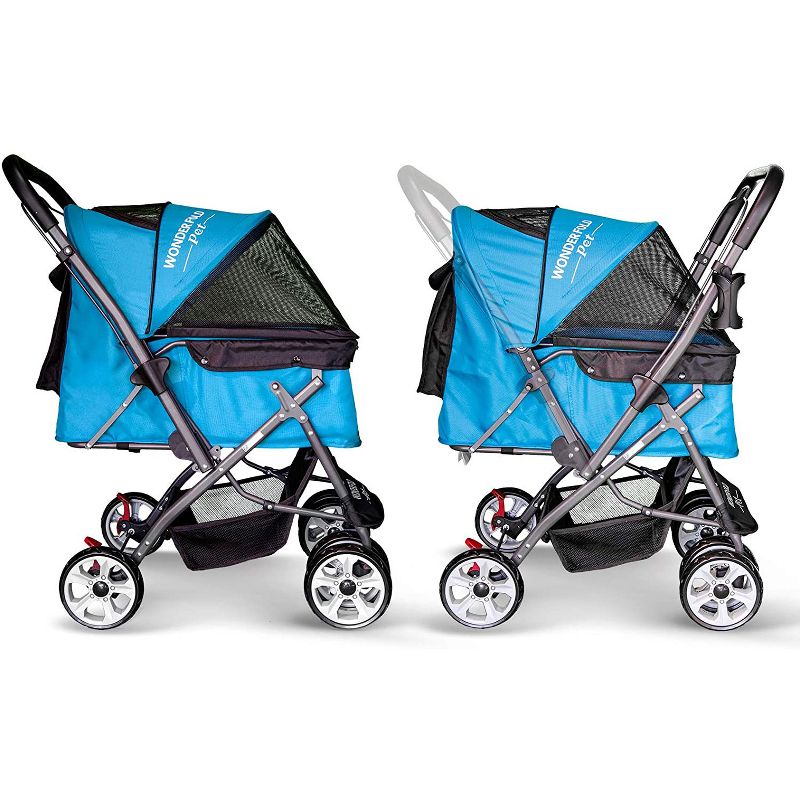 dbest products Pet Smart Cart Carrier Crate Kennel Cage Bag with Wheels and Padded Bed for Airline Airplane Travel with Cats and Dogs, Medium (Black)