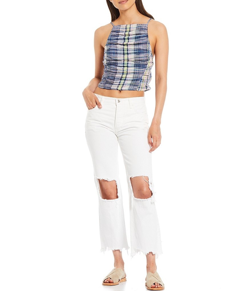 WAYF Double Ruffle V-Neck Peplum Top