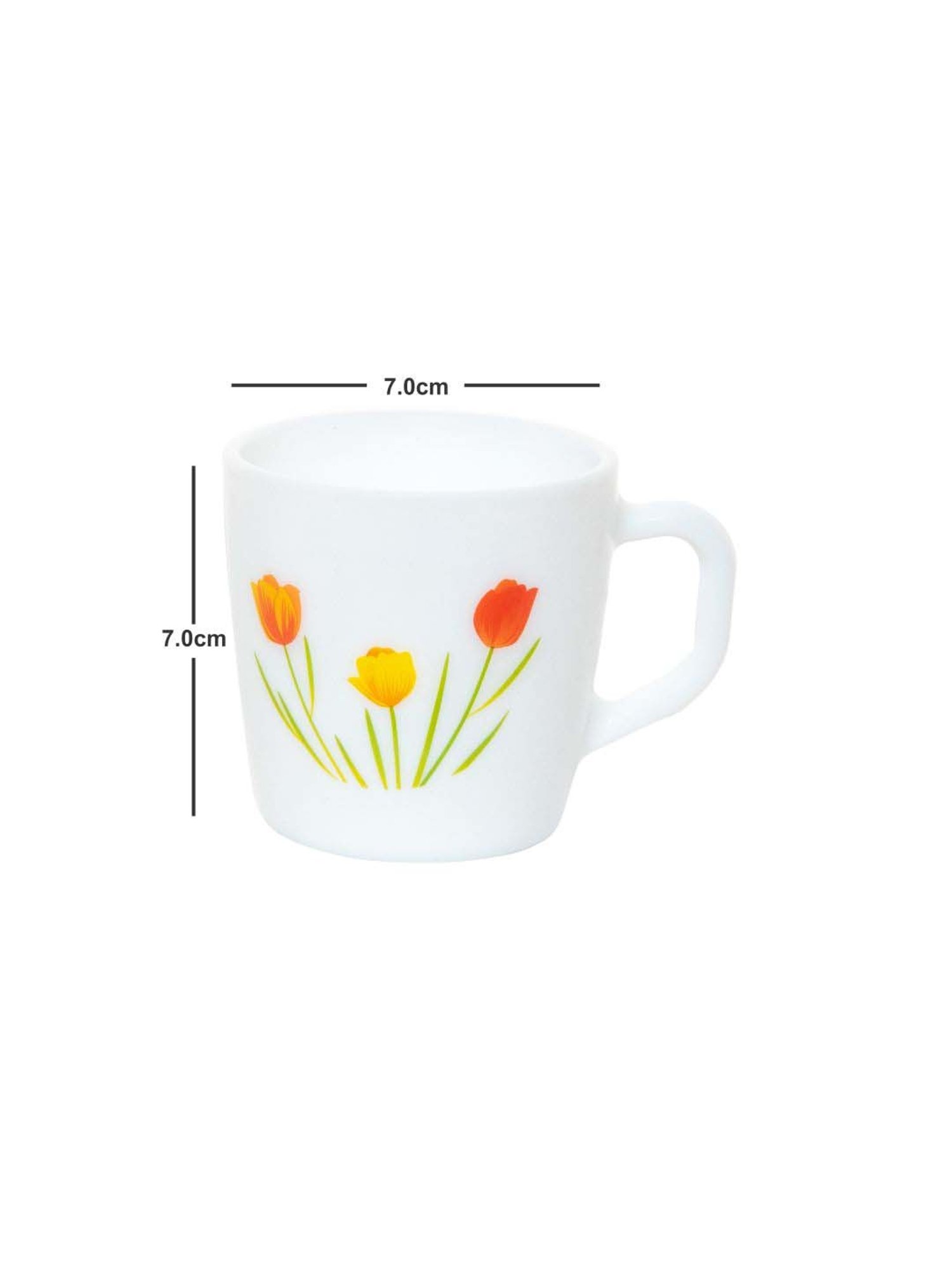 Cello Imperial Ricca White & Orange Glass Coffee Mug (0.18 L) - Set of 12
