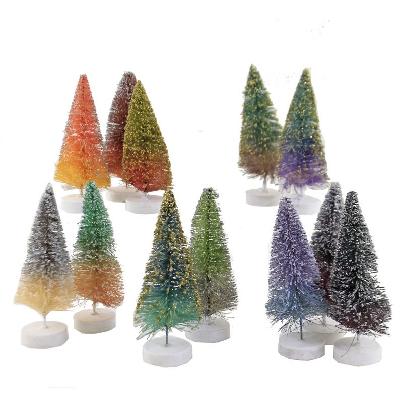 Cody Foster 4.0" Rainbow Ombre Bottle Brush Trees Putz Village Pine Christmas  -  Decorative Figurines