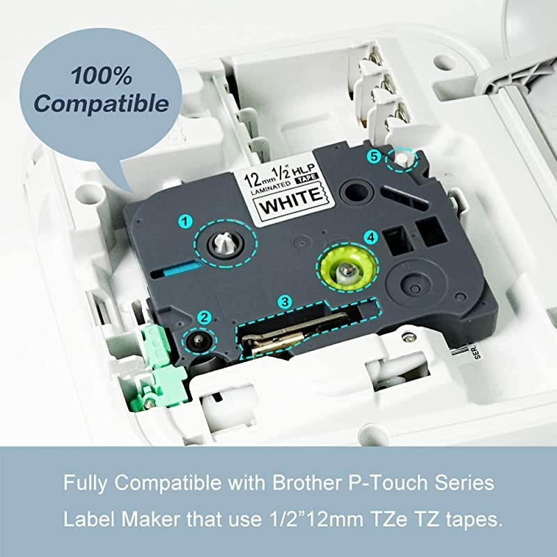 Compatible Label Tape Replacement for Brother PTouch Tze 231 Compatible with PTD210 PTD400 PT1880 047 x 26212mm x 8m Black on White10 Pack