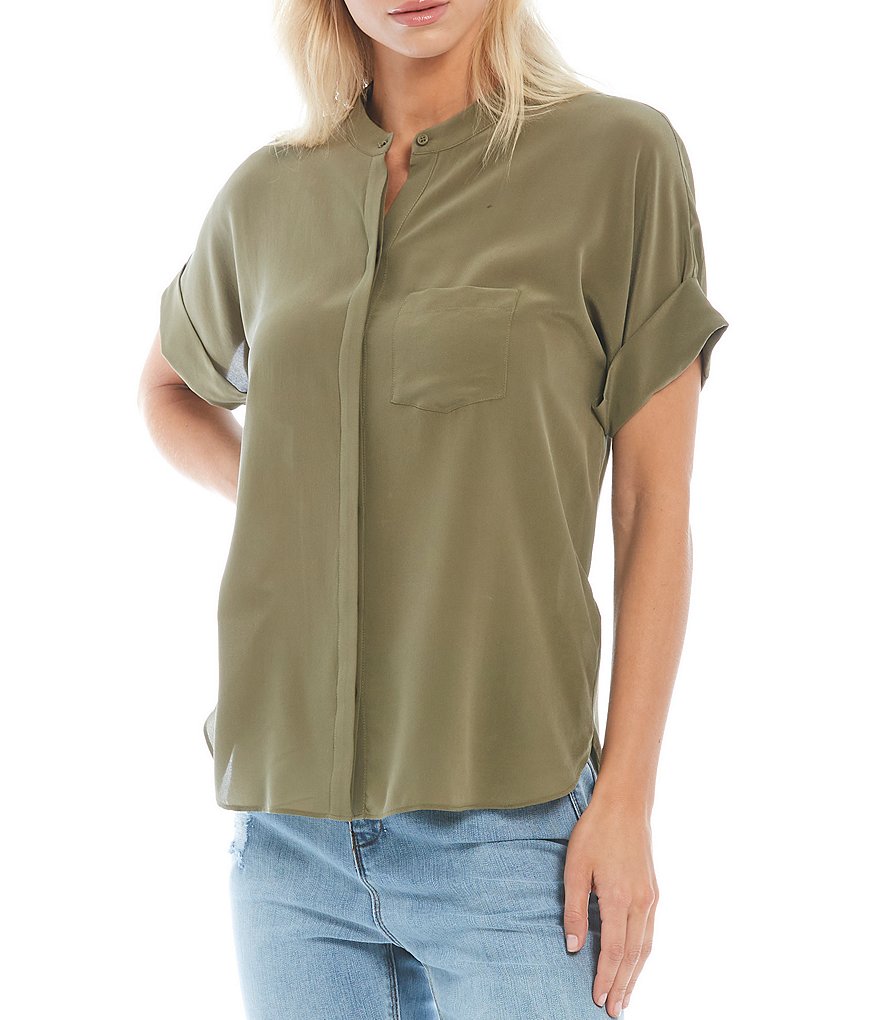 A Loves A Short Sleeve Button Down Silk Shirt