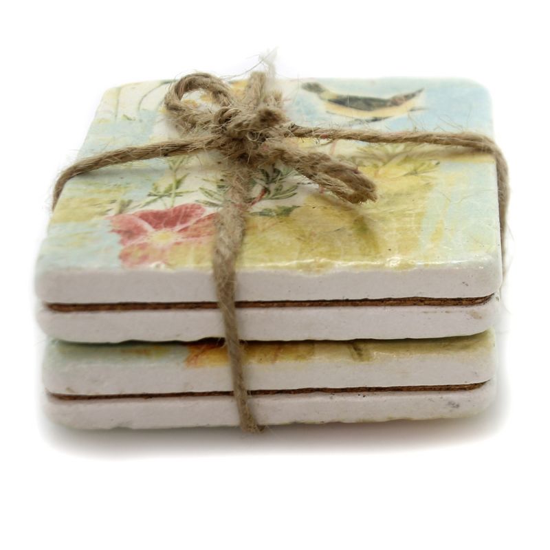 Home & Garden 3.75" Birds In The Garden Coaster Set Summer Spring Manual Woodworkers And Weavers  -  Coasters