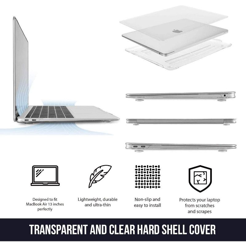 Dartwood 13" Macbook Air Case - Lightweight, Clear and Hard Case for A2337(M1)/A2179/A1932 (2018 - 2020) Macbook Air 13 Inch Models