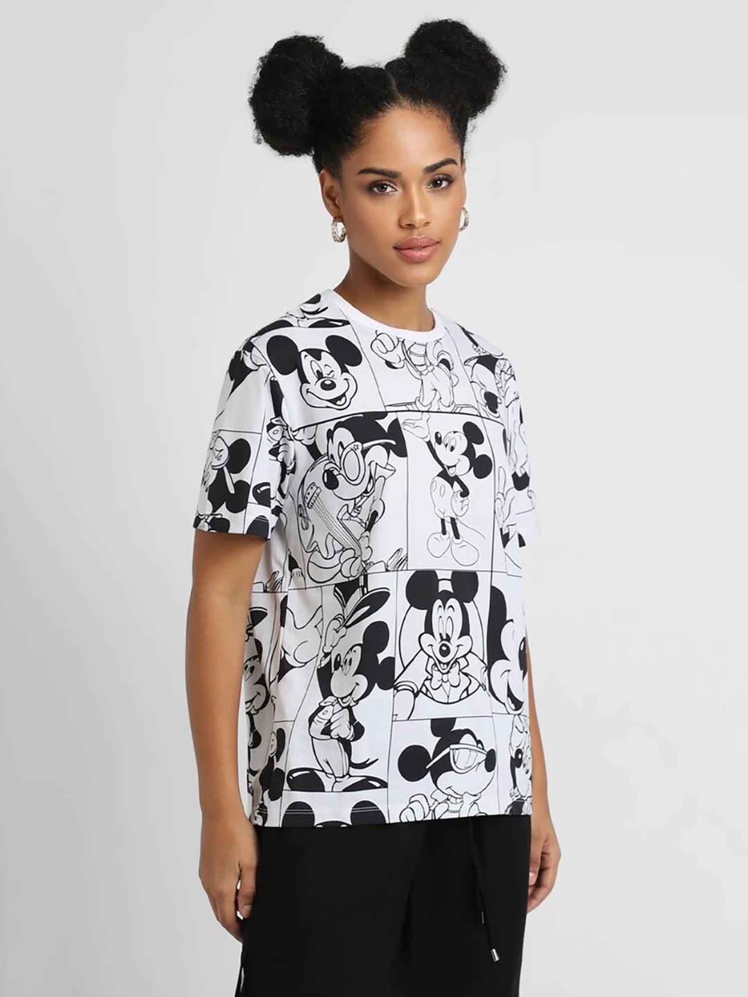 Forever 21 White Cotton Printed T-Shirt