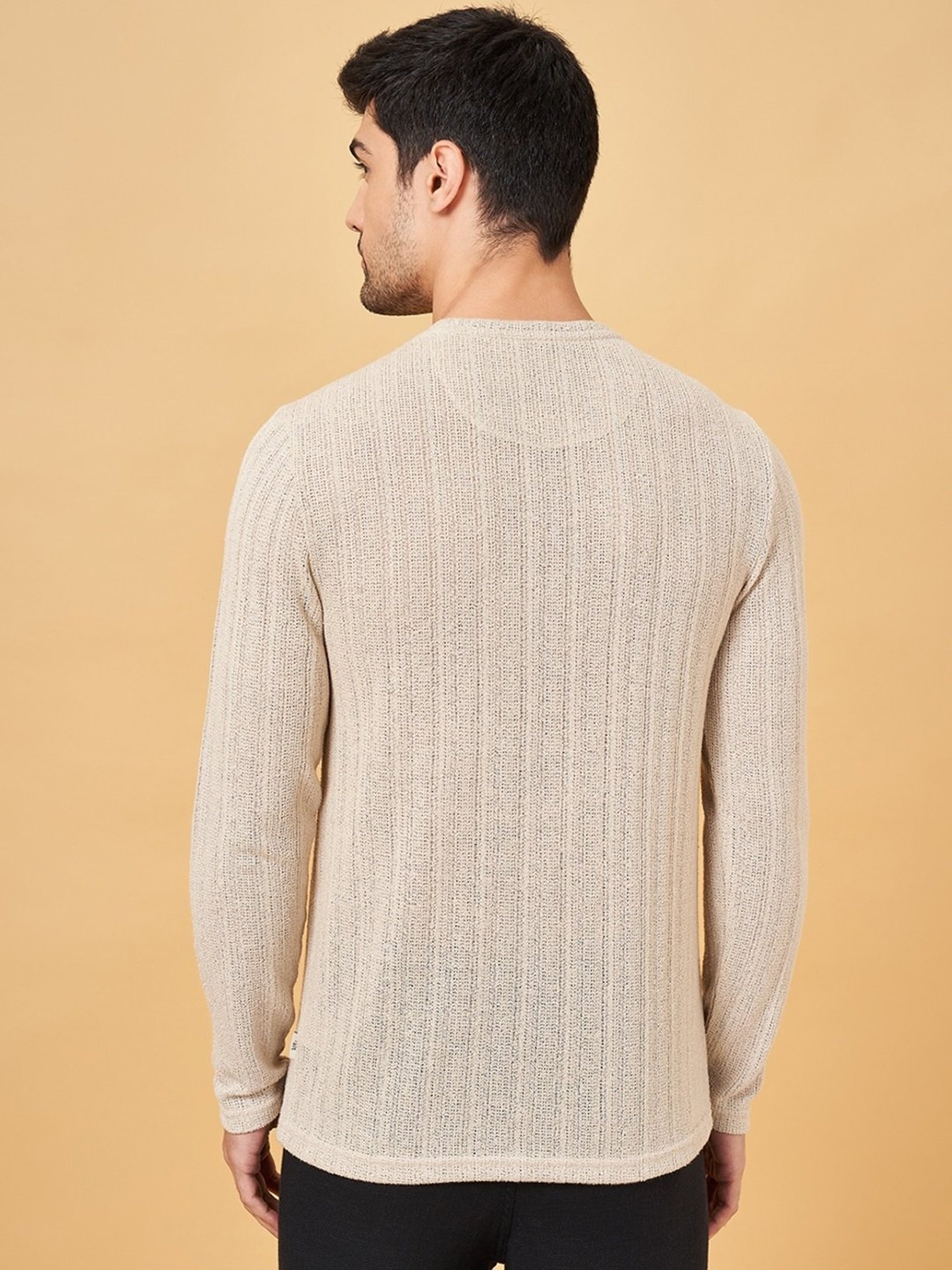 7 Alt by Pantaloons Light Gray Cotton Blend Slim Fit T-Shirt