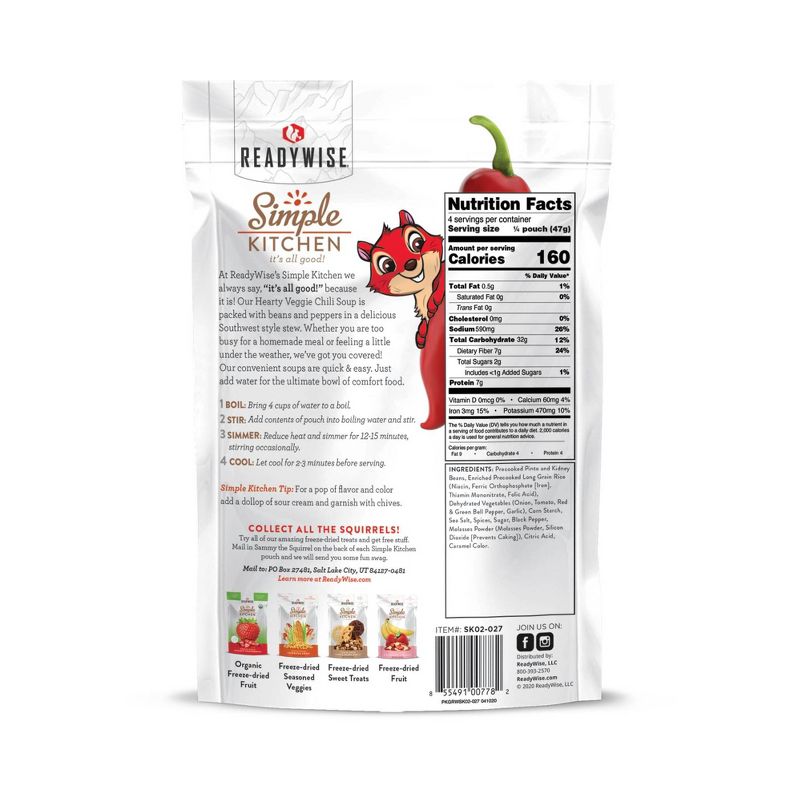 ReadyWise Simple Kitchen Hearty Veggie Chili Soup - 6ct Case