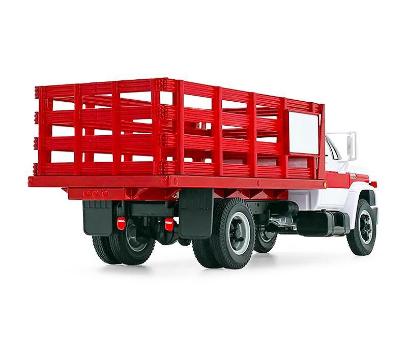 GMC 6500 Stake Truck White and Red 1/34 Diecast Model by First Gear