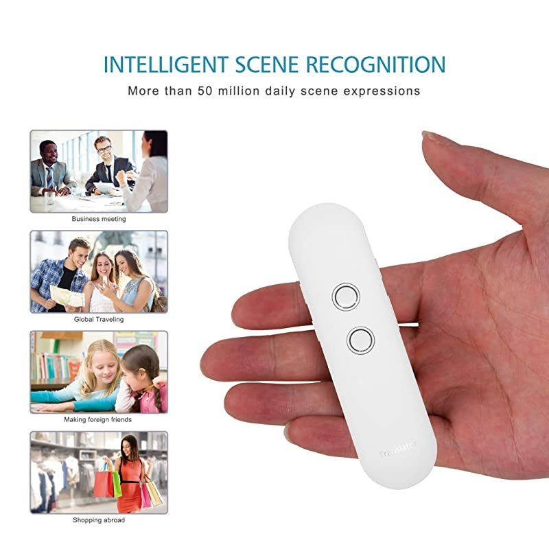 2019 New Updated 40+ Language Translator Real Time Instant Two Way Speech Translate with Text Photo Recording Translation Support Chinese AI Dialogue White