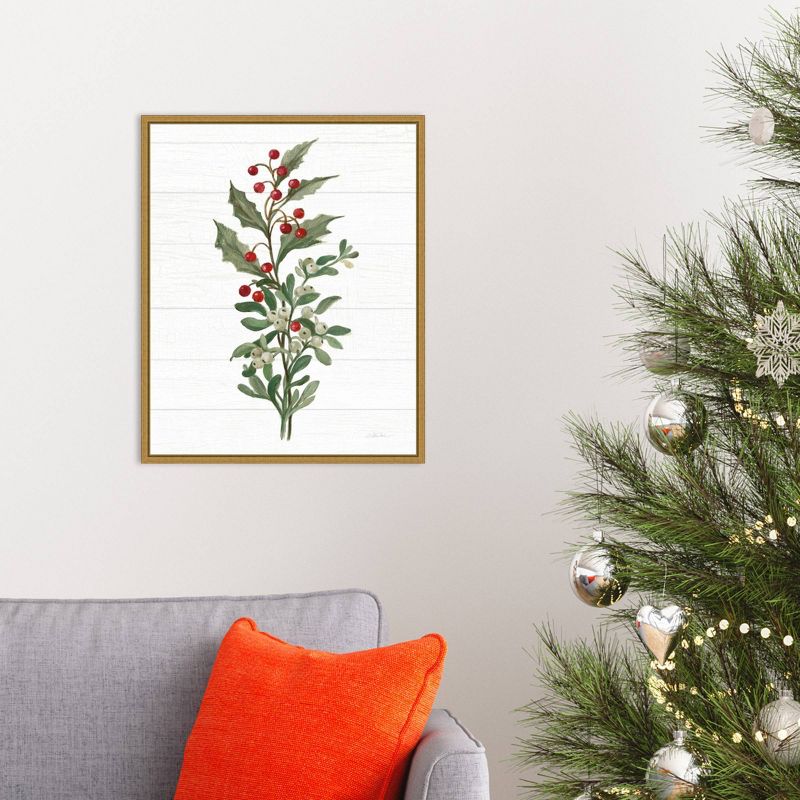 16" x 20" Christmas Moments V Holly by Silvia Vassileva Framed Canvas Wall Art - Amanti Art