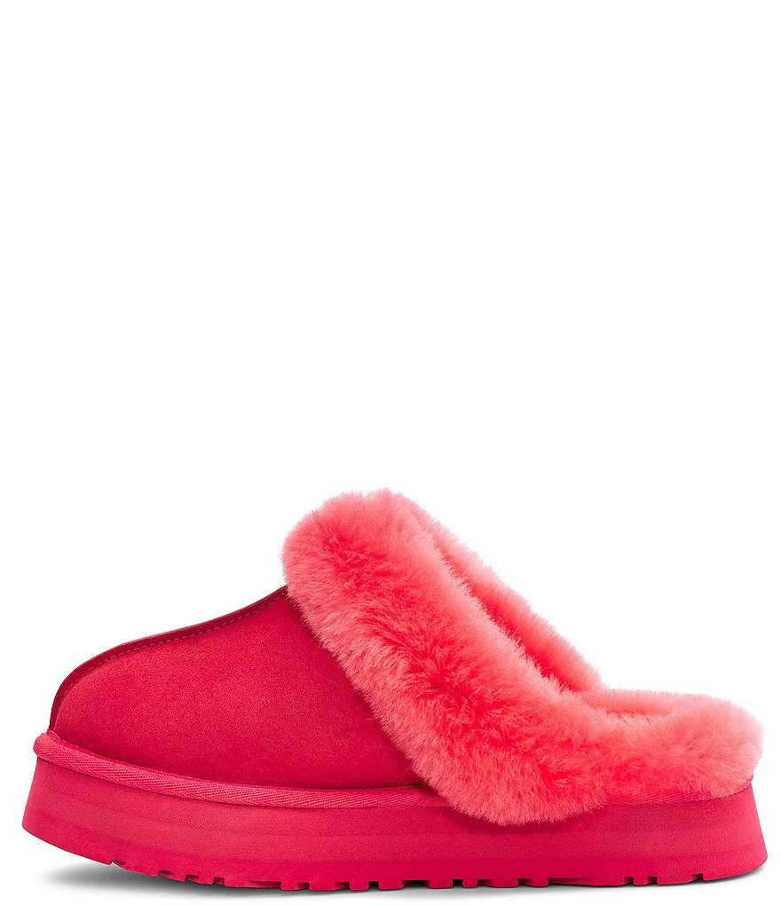UGG&reg; Disquette Suede Fur Flatform Slides