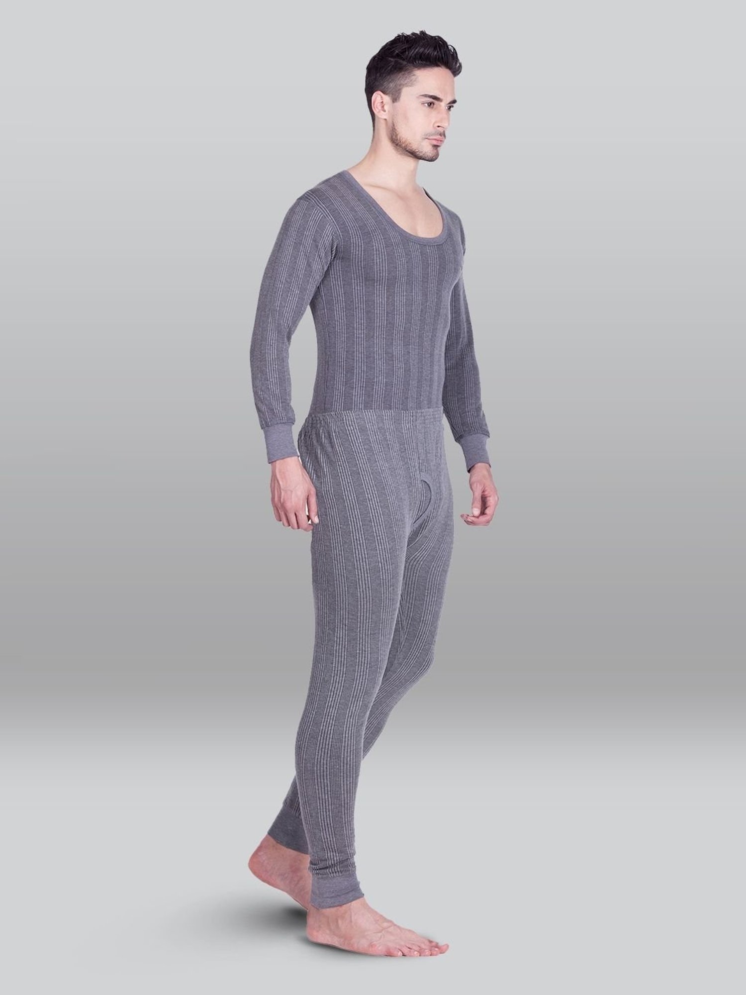 LUX Inferno Charcoal Skinny Fit Striped Thermal Set