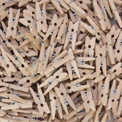 Creativity Street WoodCrafts Natural Mini Clothespins - Mini - 1" Length - for Artwork - 250 / Pack - Natural - Wood, Me