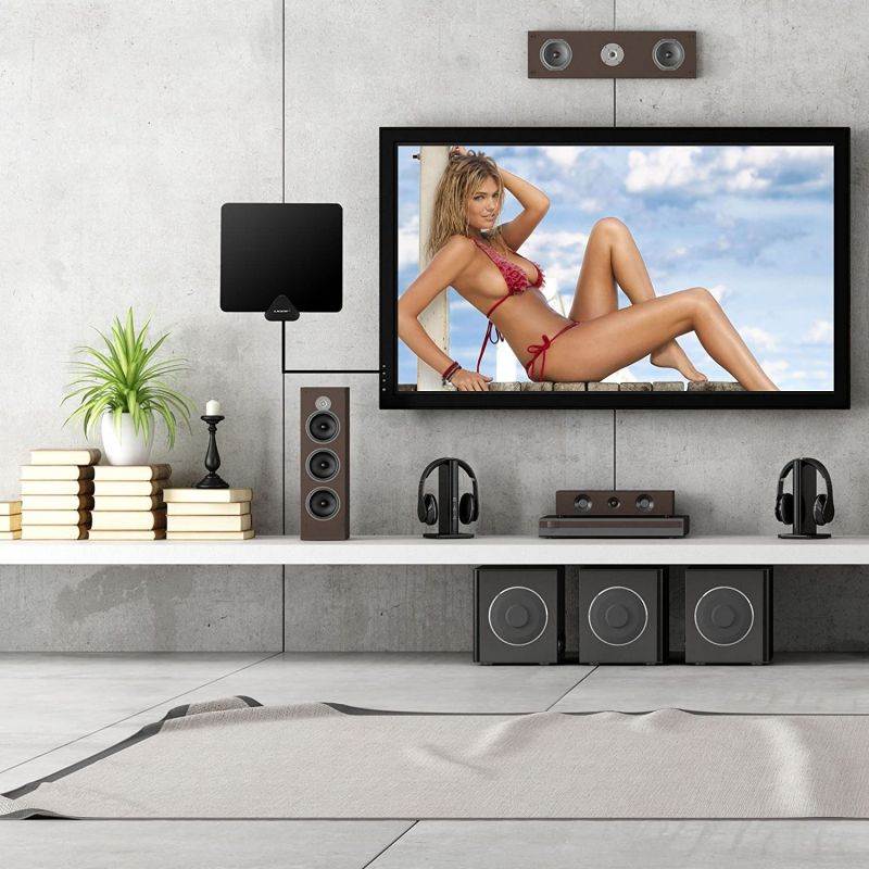 4K HDTV Antenna, Liger Ultra-Thin Indoor Antenna - Receive HD 4K Television Signals for Free - Plugs Directly Into Your TV - Includes Adhesive & Stand
