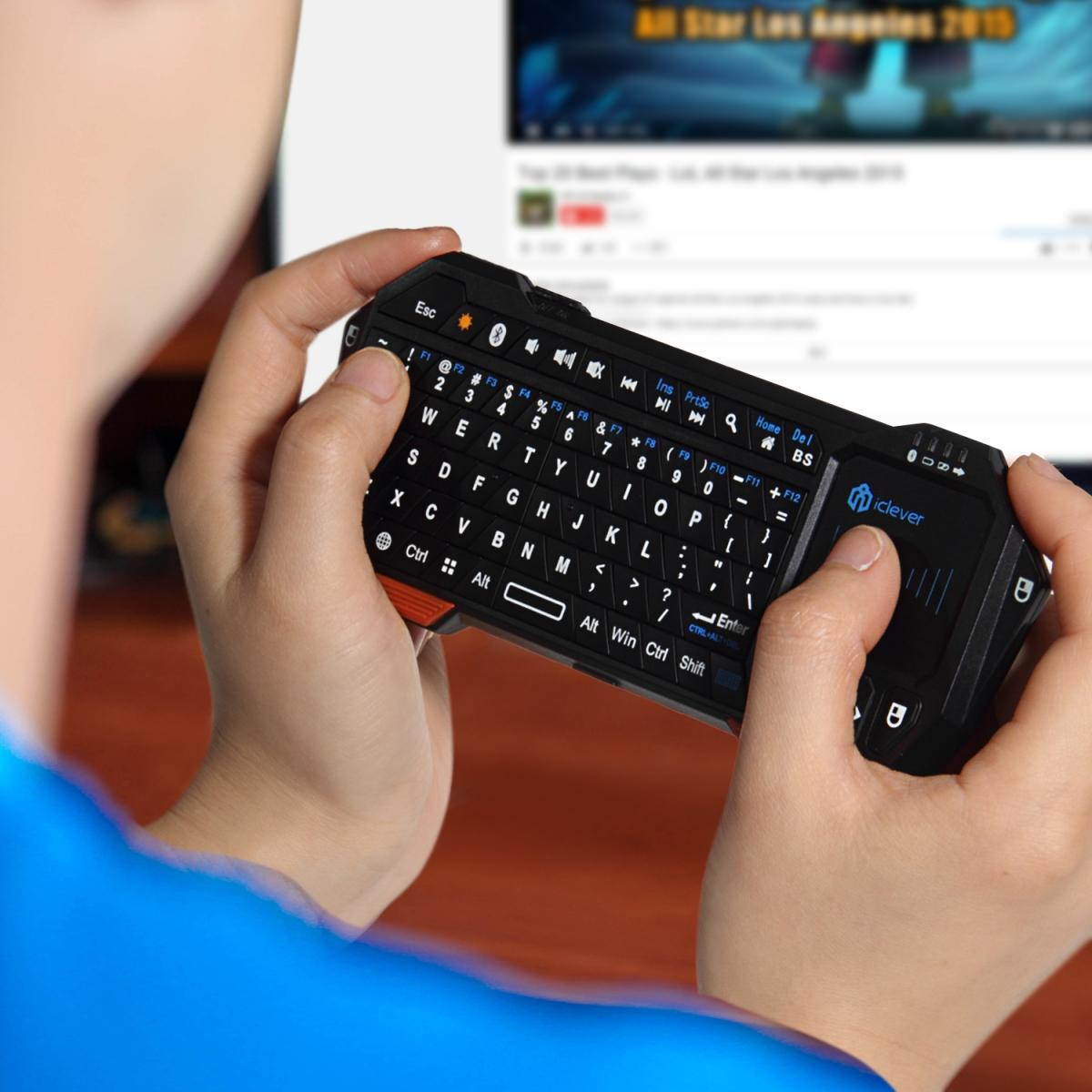 Hisgadget Ultra Portable Rechargeable Mini Wireless Bluetooth Keyboard with Mouse Touchpad Backlight for Android 3.0 + Tablets / Mac OS / Windows /  iPad 2 3 4 5 / iPad Mini / PS3 & HTPC/IPTV HTPC