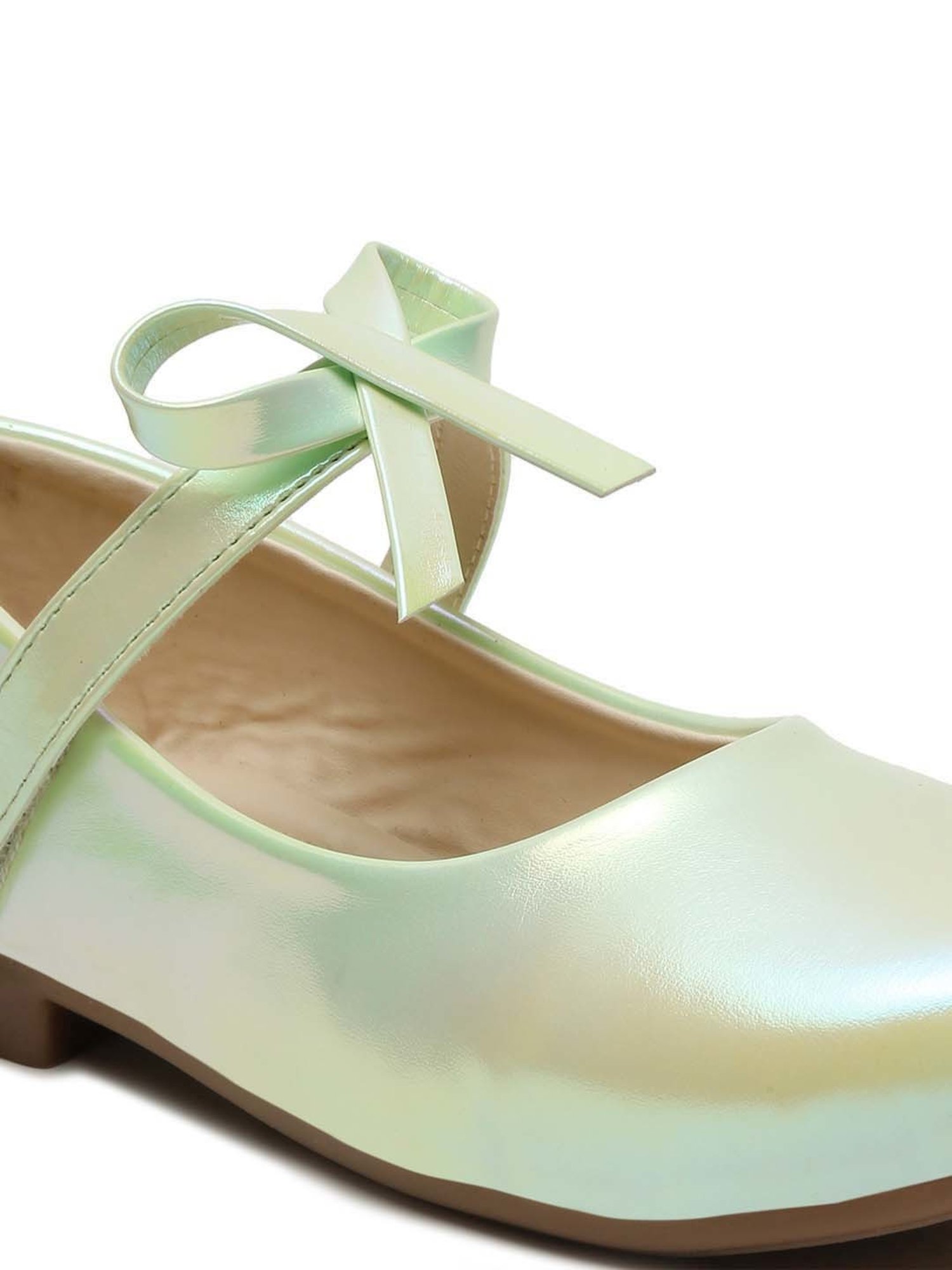 Tiny Bugs Girls Off White & Pink Party Wear Slip Ons