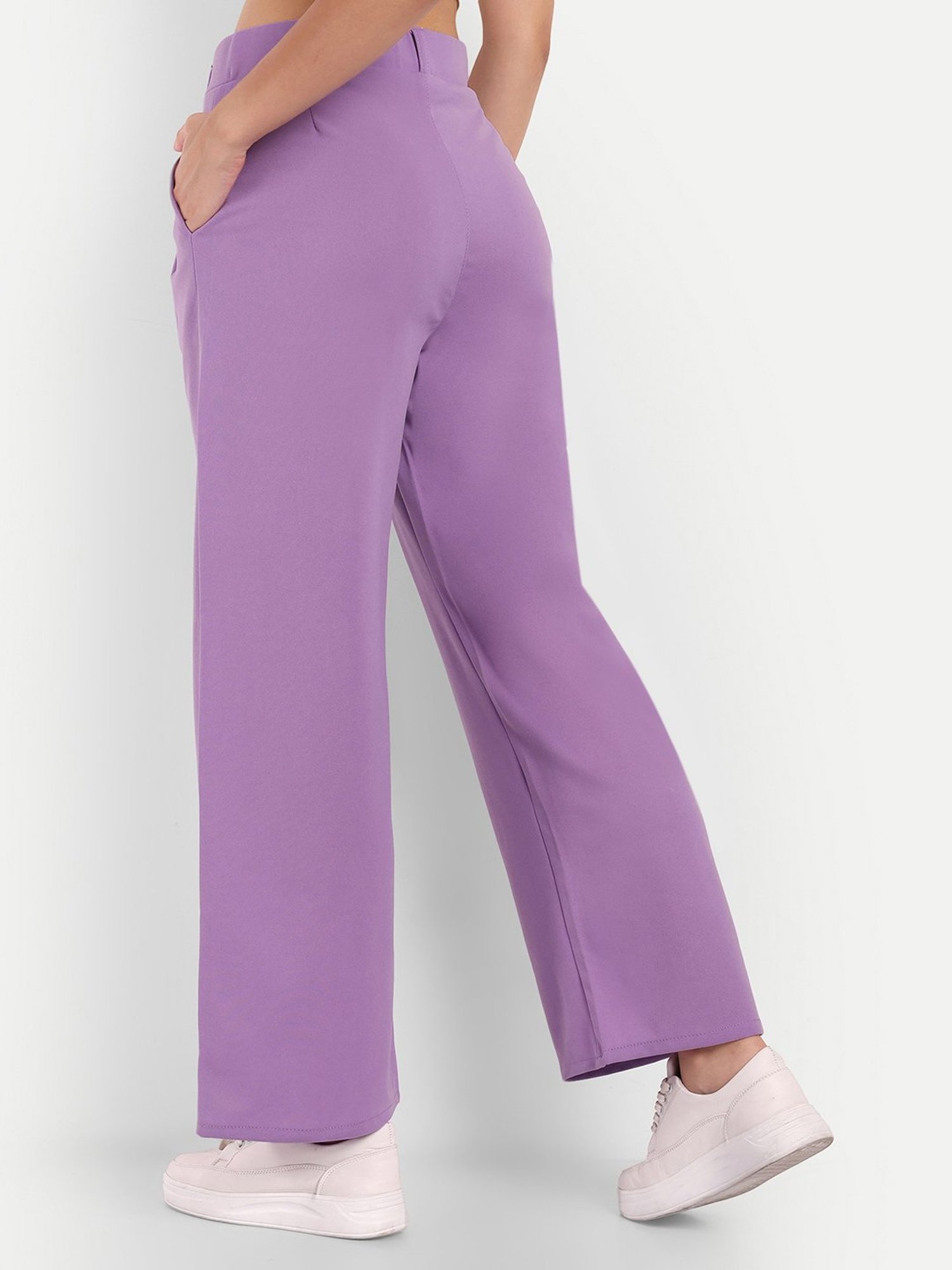 Broadstar Lavender Relaxed Fit High Rise Trousers
