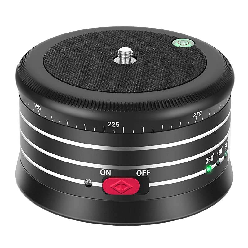 Electric Panoramic Tripod Head for Time Lapse Shooting with Variable Speed and Direction, Built-in Rechargeable Battery and Remote Control for Smartphone DSLR Camera GoPro(Adapter Not Included)