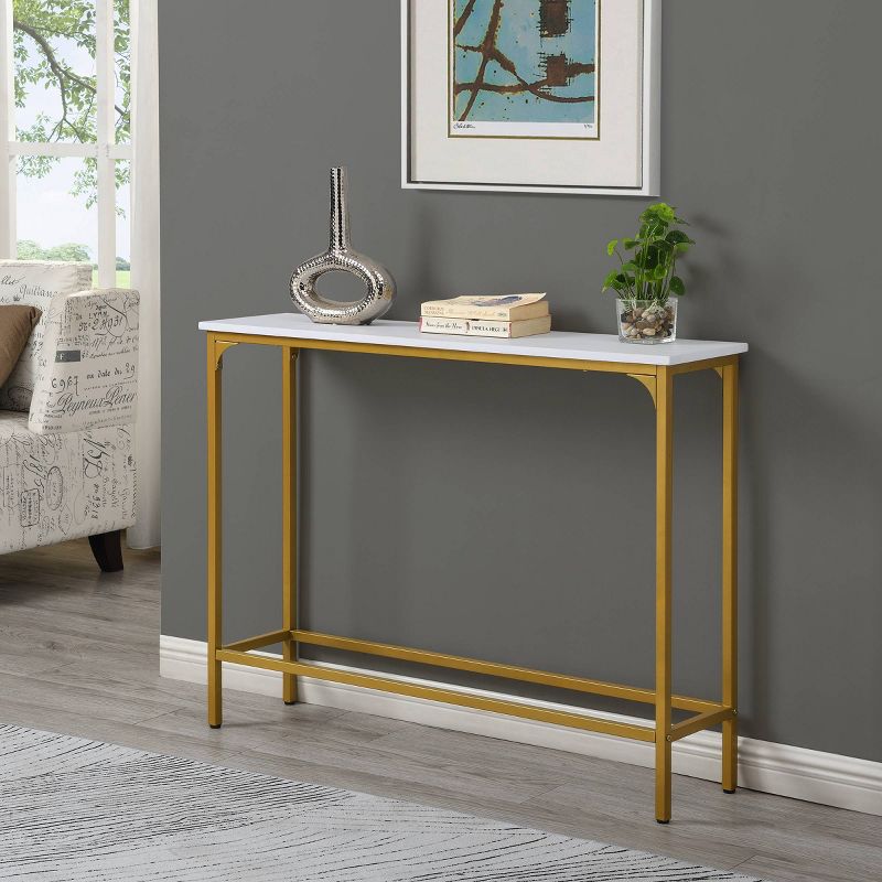 Stella Slim Console Table White/Gold - Carolina Chair & Table